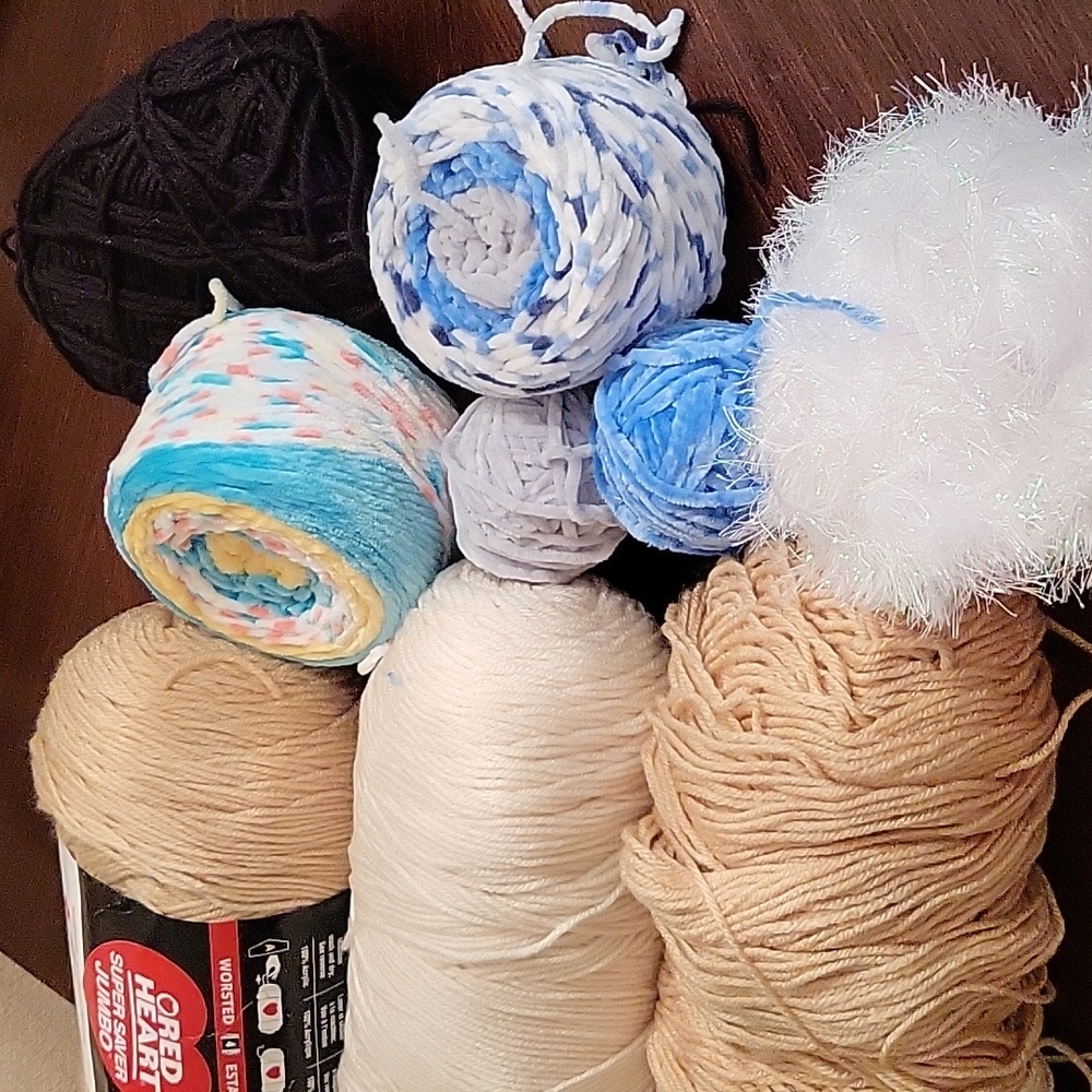 Yarn Bundle - Cream, Tan, Black, Multi Kinds And Colors - Picture 2 of 2